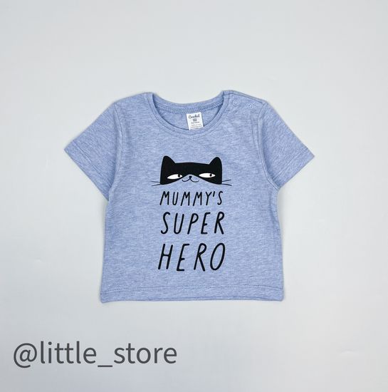 Футболка хлопковая "Папа-мой герой" св-голубой меланж