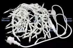 Светодиодная мерцающая бахрома 3*0.6 м., 220V, 100 синих LED ламп, белый каучук, соединяемая, Winner (b.02.7W.100+)