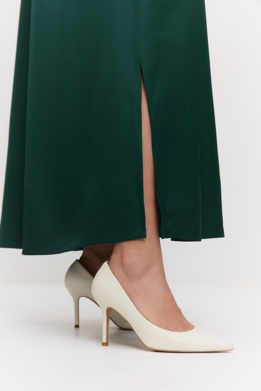 Платье-туника из атласа, зеленый