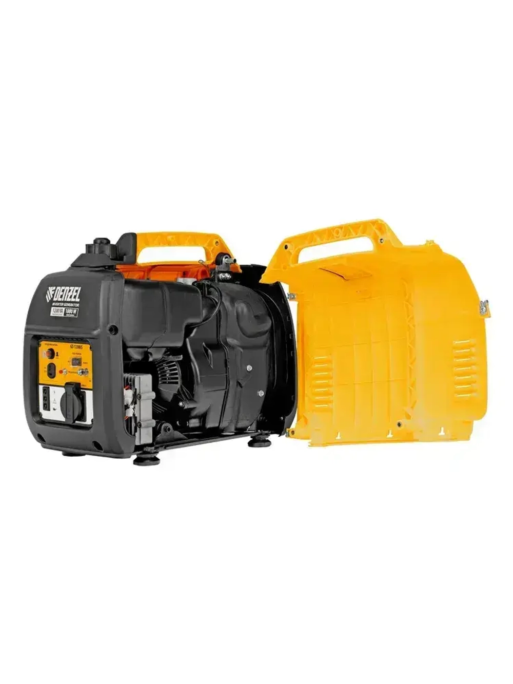 Генератор инверторный DENZEL GT-1200iS, 1.2 кВт и 53.5 см3 объем двигателя, 2.4 л объем топливного бака, ручной стартер и режим ECO, 1 розетка и выход постоянного тока 12 В, 94701