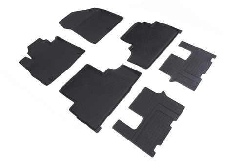 Резиновые коврики с высоким бортом для Hyundai Santa Fe IV (7 мест) 2018-2020, Seintex.89821