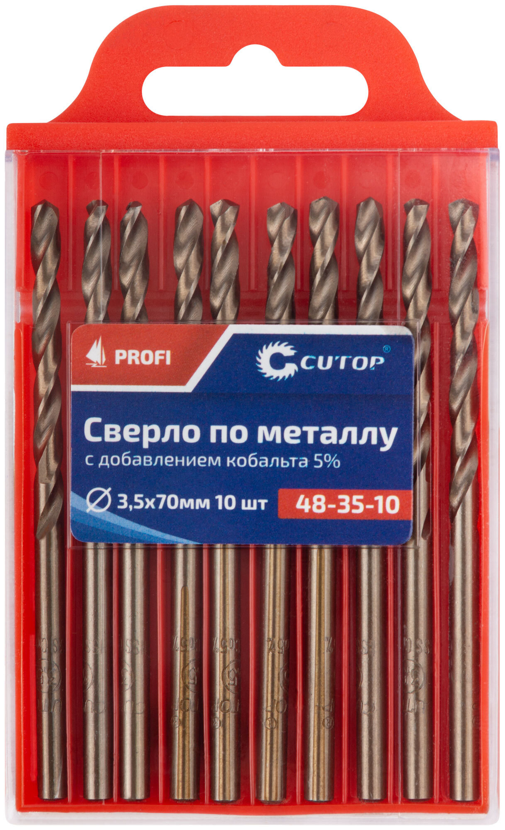 Сверло по металлу Cutop Profi с кобальтом 5%, 3,5 x 70 мм (10 шт) 48-35-10