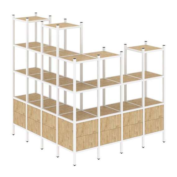 Лофт Угловой внешний стеллаж наборный VR.L-55  1694*1694*1869