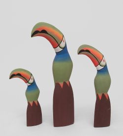 90-091 Статуэтка «Зеленый Тукан» набор из трех 40,30,20 см