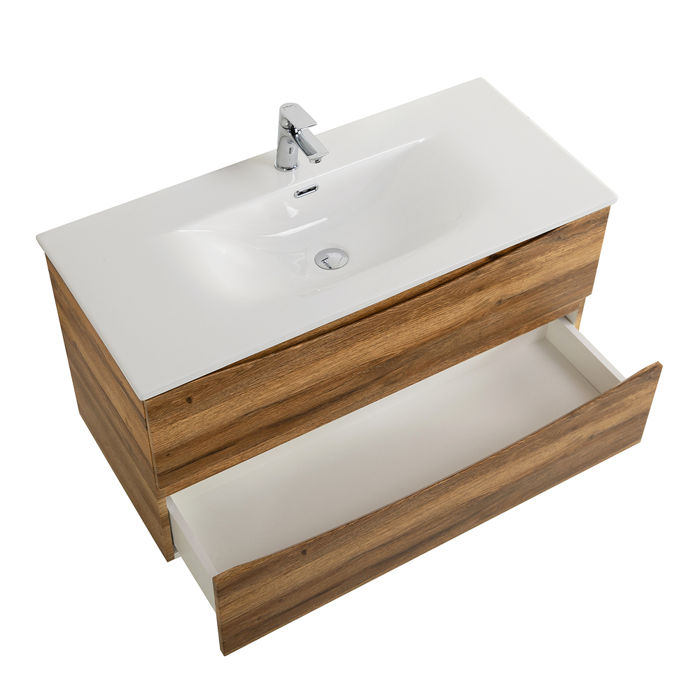 Тумба с раковиной подвесная BelBagno MARINO-CER-N-1000-2C-SO-RR-P Rovere Rustico, раковина белая BB-8099-100