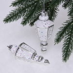 Ёлочные игрушки «Фонарик» 11 см (набор 2 шт), серебро