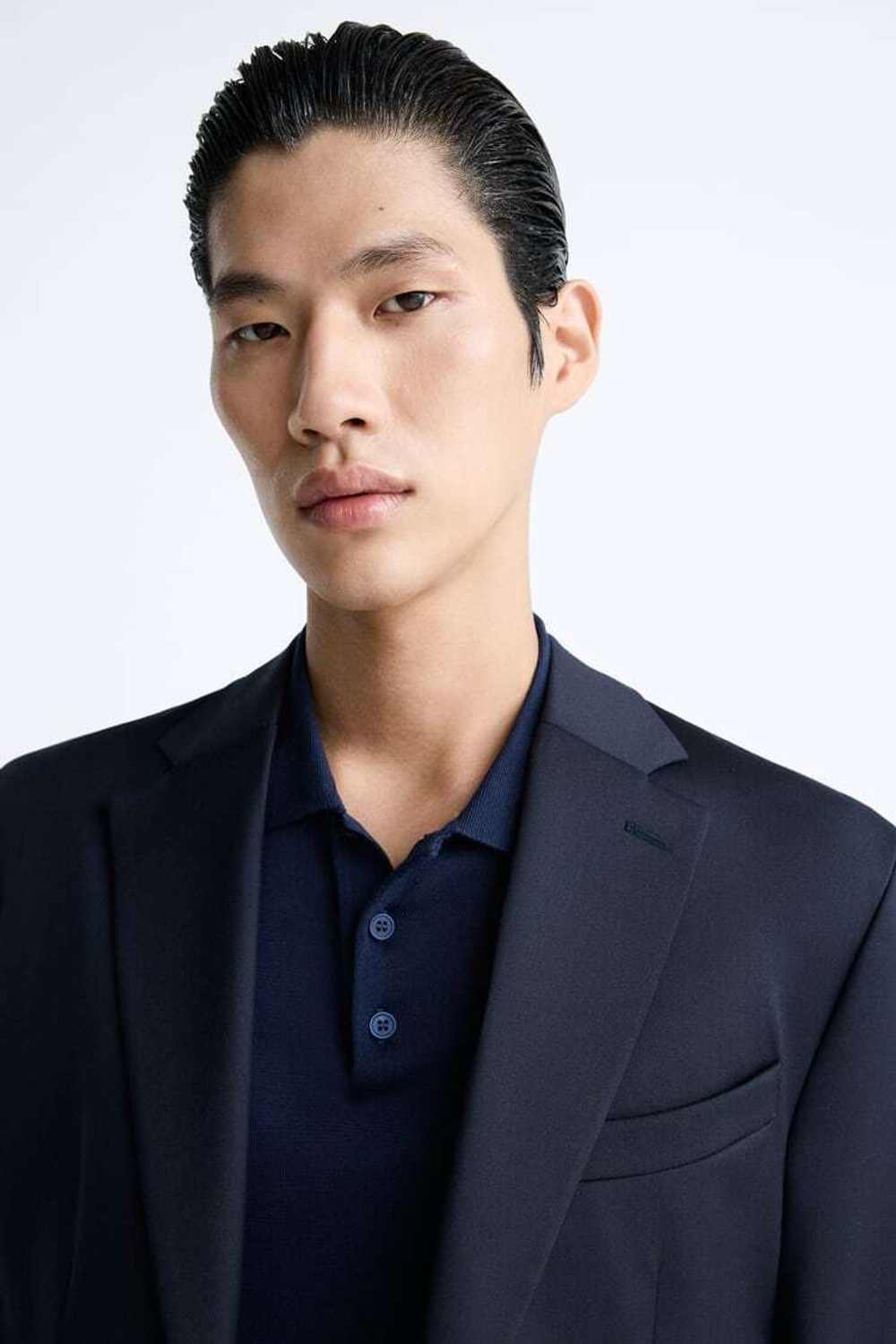 ZARA КОСТЮМНЫЙ БЛЕЙЗЕР ИЗ 100% ШЕРСТИ, МОРСКОЙ СИНИЙ