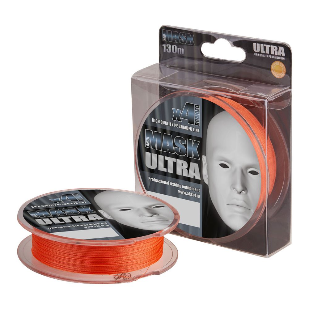 Плетеный шнур AKKOI Mask Ultra 130m (orange) d0,08mm MU4O/130-0,08