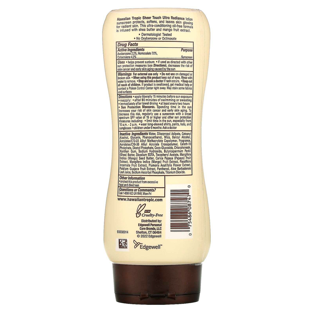 Hawaiian Tropic, Sheer Touch, Ultra Radiance, солнцезащитный лосьон с SPF 30, 236 мл