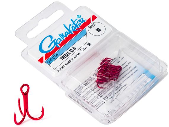 Крючки-тройники Gamakatsu 13R TREBLE HOOKS RED разм. 10 10шт.