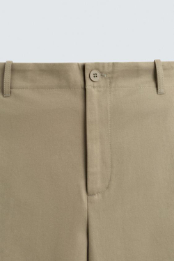ZARA ШОРТЫ RELAXED FIT ИЗ ХЛОПКА И ЛЬНА, РЫЖЕВАТО-КОРИЧНЕВЫЙ