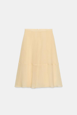 ZARA ЮБКА ZW COLLECTION, ЦВЕТ СЛИВОЧНОГО МАСЛА