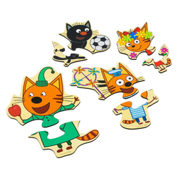 Набор пазлов "Три кота", развивающая игрушка для детей, обучающая игра из дерева