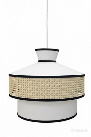 Абажур подвесной, Д40 см, двухуровневый с ротангом