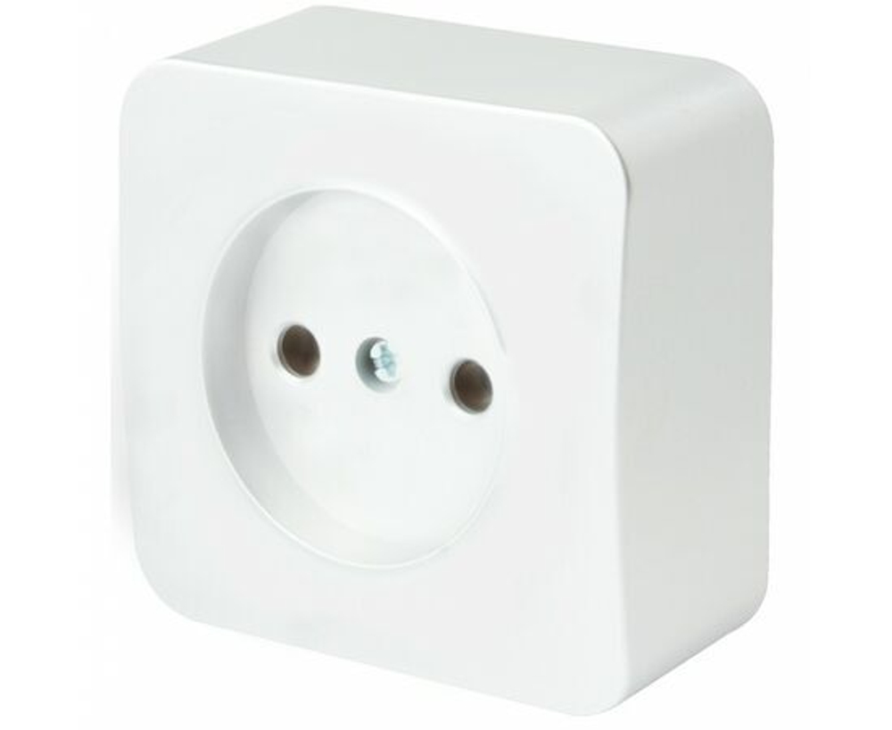 Розетка 1-местная без заземления открытой установки, 250В, 10А, IP20, серия София, белый, MST10-11-01, STEKKER 49301