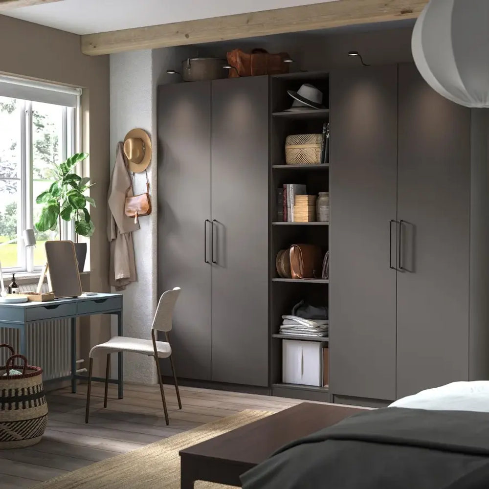 Гардероб - IKEA PAX/FORSAND/ПАКС/ФОРСАНД ИКЕА, 250x60x236 см, темно-серый