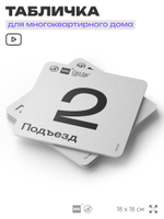 Табличка с номером подъезда 2, для многоквартирного жилого дома, серия СОСЕДИ, 18х18 см, пластиковая, Айдентика Технолоджи