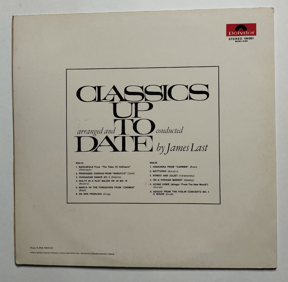 Винтажная виниловая пластинка LP James Last Classics Up To Date (Germany 1966)