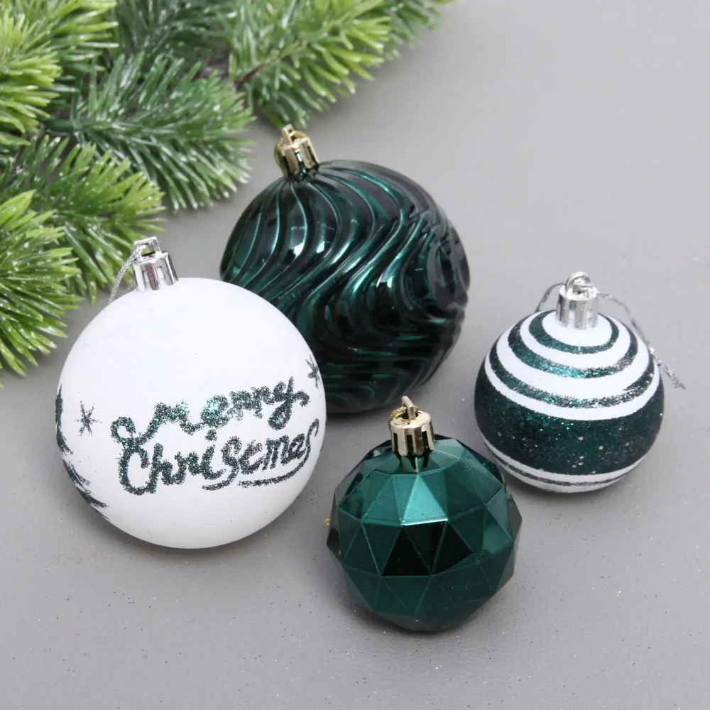 Набор шаров «Winter miracle» 7 см + 5 см (24 предмета), Изумруд/Золото