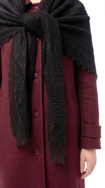 Оренбургский пуховый платок-паутинка с шелком АШ140-07 черный