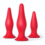 Набор Frenzier из 3 анальных пробок и вибропули с пультом ДУ (Цвет: красный)