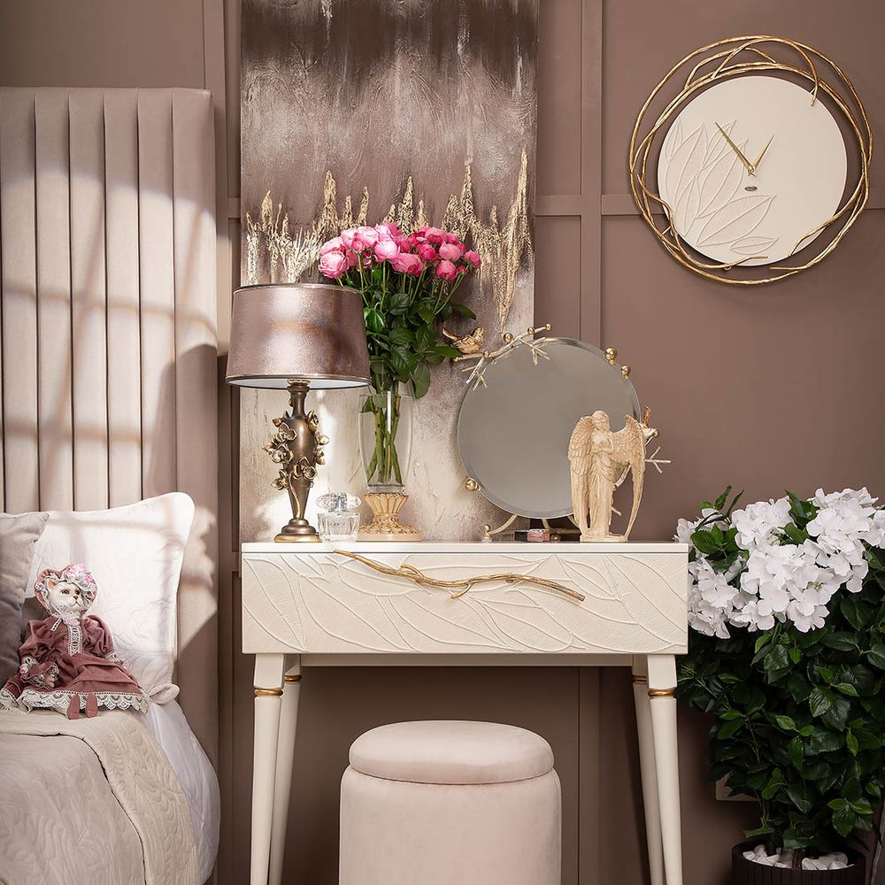 Консоль Арт Колор leaves Классик Голд Кремовый белый