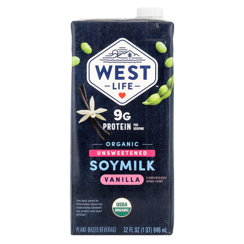 West Life, органическое соевое молоко, неподслащенное, с ванильным вкусом, 946 мл (32 жидк. унции)