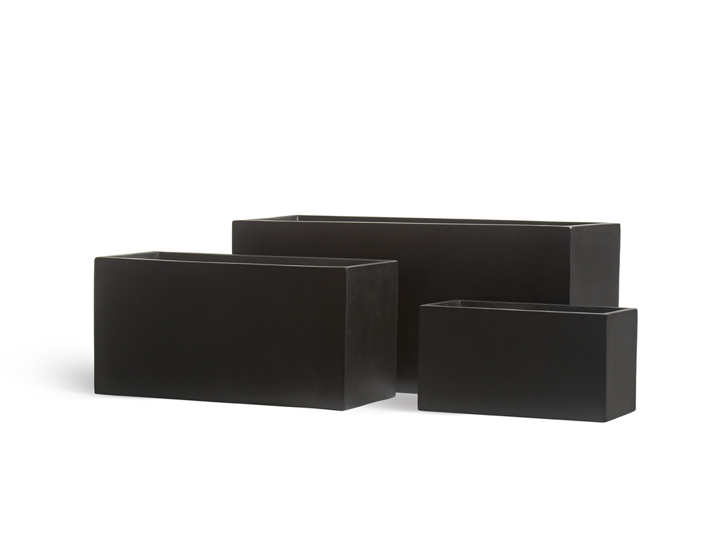 Кашпо TREEZ Effectory Black Stone Низкий узкий прямоугольник Антрацит в-22, ш-20, дл-40 см 41.33-12-22-079-BLCK-40