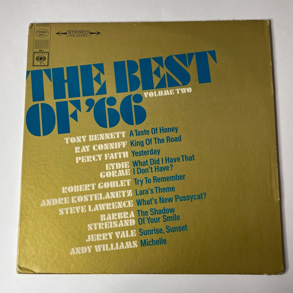 Винтажная виниловая пластинка LP Сборник The Best Of '66 Volume Two (USA 1967) (Andy Williams, Barbra Streisand, Tony Bennett)