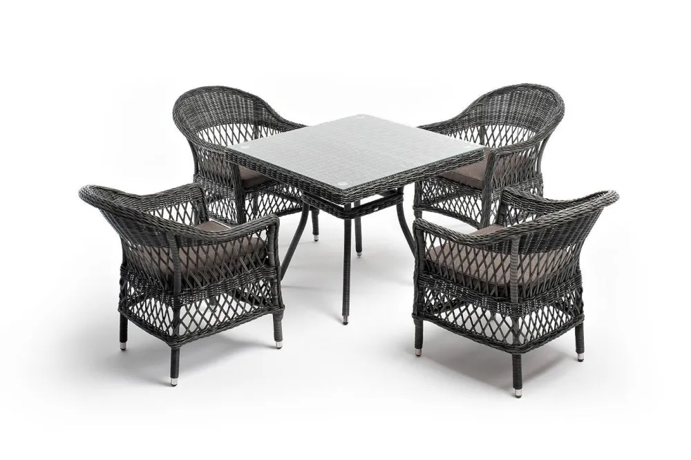 "Сицилия" обеденная группа плетеная, цвет графит