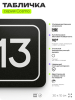 Таблички с номером офиса "Офис №13" на дверь, 30 х 10 см серия COSMO 3010, черная, Айдентика Технолоджи