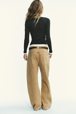 ZARA ФУТБОЛКА С КРУГЛЫМ ВЫРЕЗОМ, ТЕМНЫЙ МЕЛАНЖ