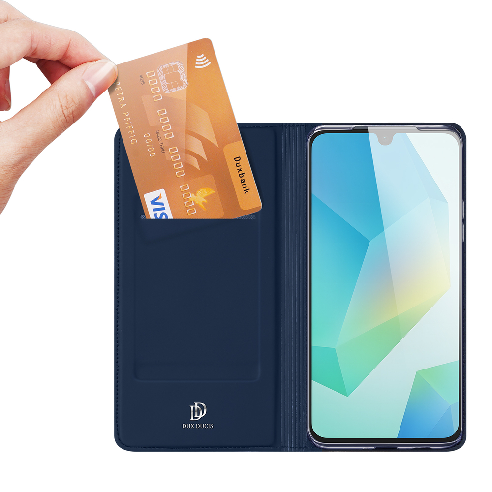Чехол книжка из PU кожи синего цвета от Dux Ducis для Samsung Galaxy A17 5G, серия Skin Pro Series Case