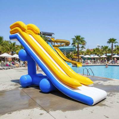 Надувная прямая водная горка «Солнечный залив» для вышки (опоры), 7*2*4 м