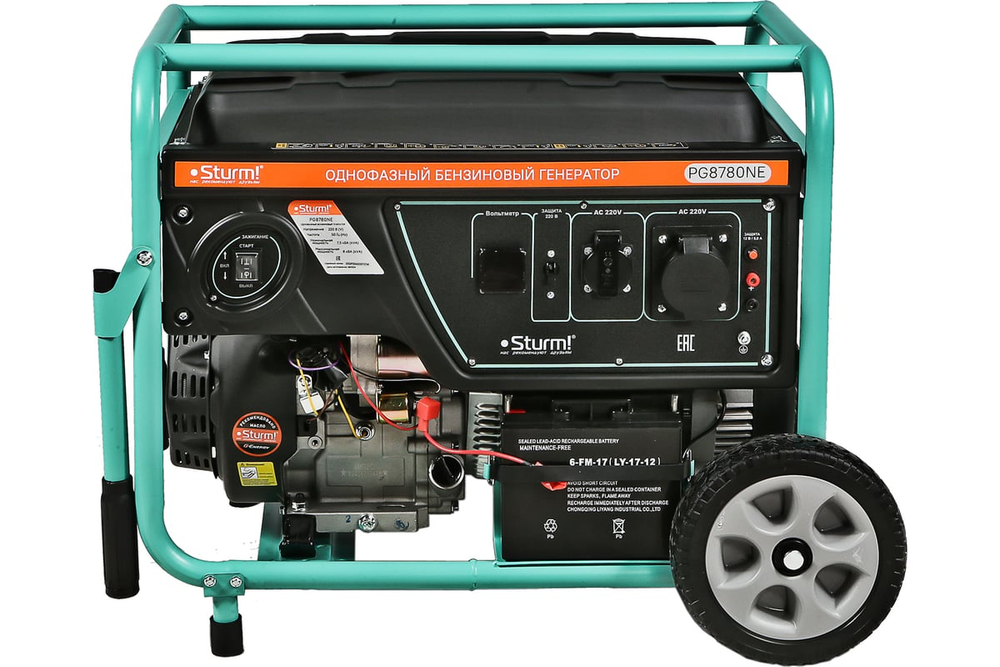 Бензогенератор Sturm 8000 ВА, AVR (Авто. Рег.Напр.), эл/ручн старт, 77 кг, бак 25л