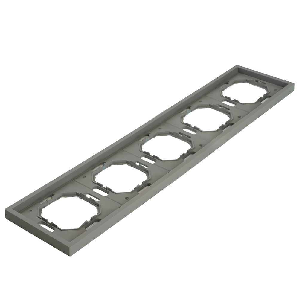 Рамка STEKKER, PFR00-5005-10 5-местная, серия Эмили, платиново-серый, soft touch 49966