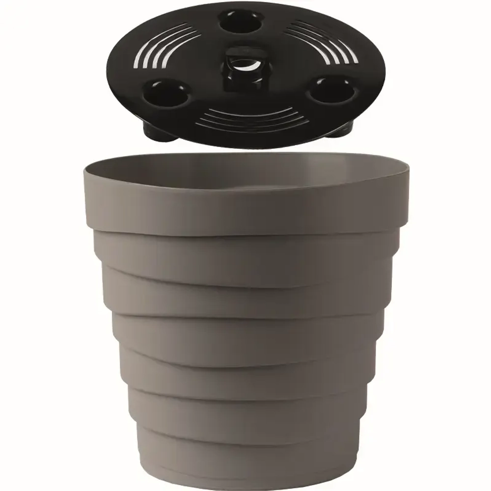 Кашпо для цветов пластиковое 2,25л d-18см «Бархан» Серый жемчуг