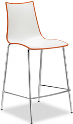 Стул полубарный пластиковый Scab Design Zebra Bicolore, хром, белый, оранжевый