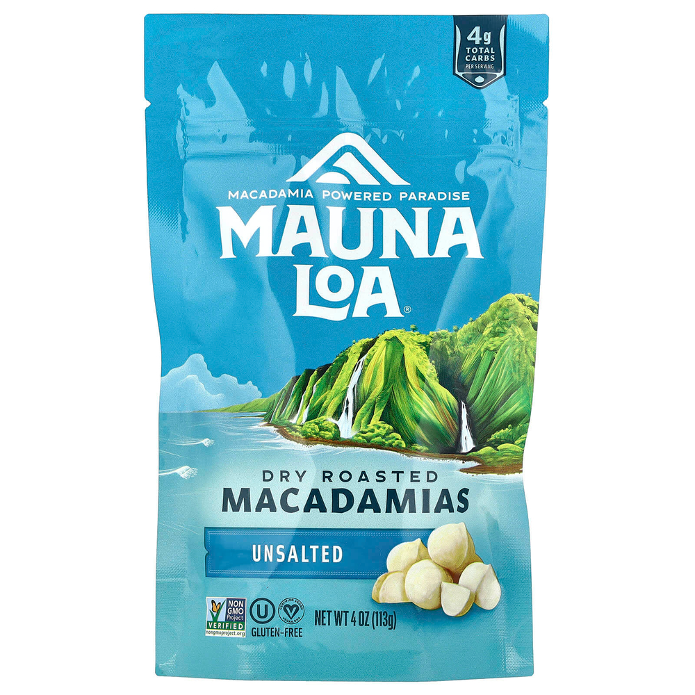 Mauna Loa, Макадамия сухой обжарки, несоленая, 113 г (4 унции)