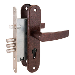 Замок Рязань врезной ЗВ 4-31/55.РФ.55-002.У4 с ручками медь без ц/мех.б/о 78930 м/о 55мм