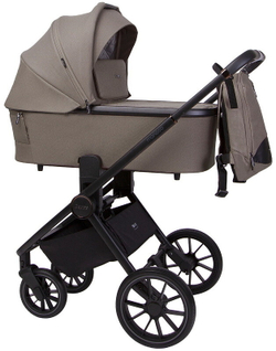 Детская коляска Peppy Monaco 3 в 1 с автокреслом Verona Black Sandstone (песочный), рама черная