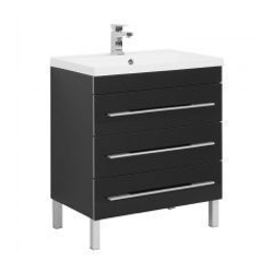Тумба с раковиной Aquanet Верона NEW 75 черный (напольная 3 ящика)