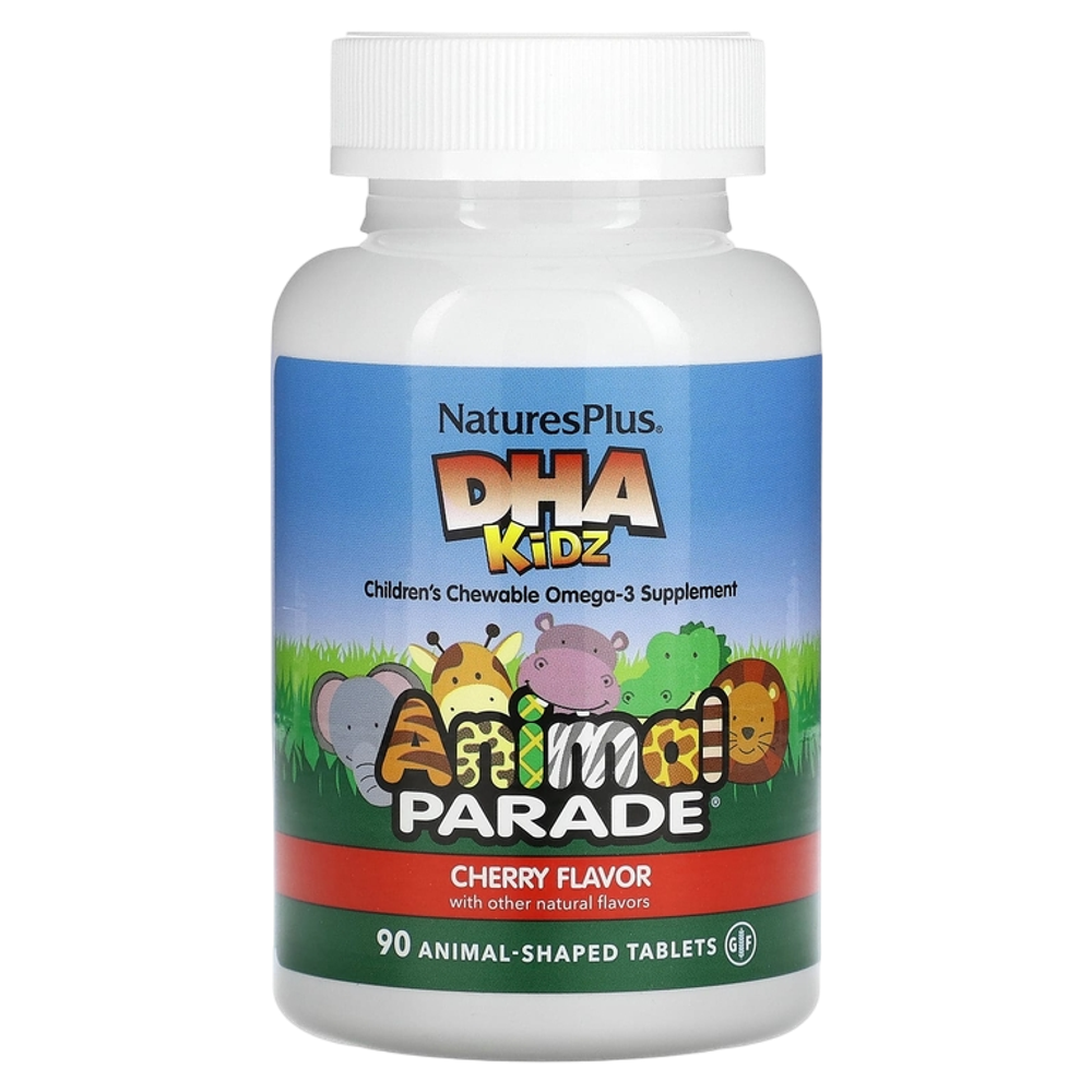 Natures Plus Kid DHA 90 tab, Детский жевательный ДГК Омега 3 со вкусом вишни