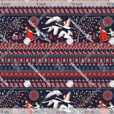 Гуси-лебеди в стиле мезенской росписи by Irina Skaska 353 DPI