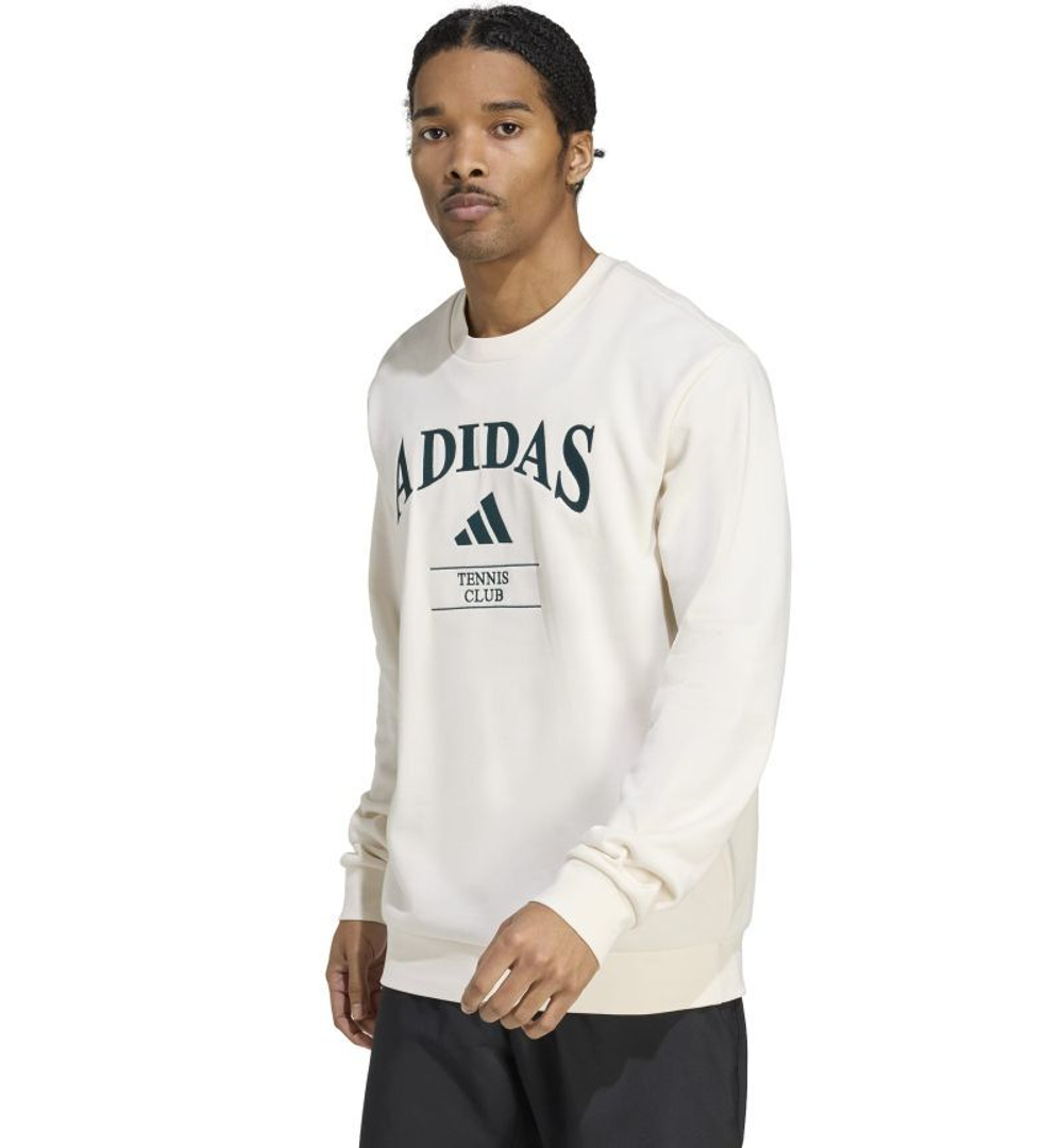 Мужская теннисная кофта Adidas Heritage Graphic Crew - chalk white/aurora ivy