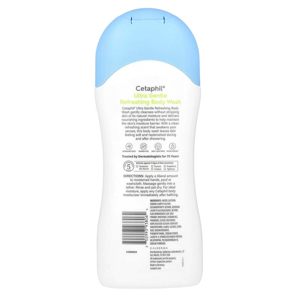 Cetaphil, ультранежный освежающий гель для душа, освежающий аромат, 500 мл (16,9 жидк. унции)