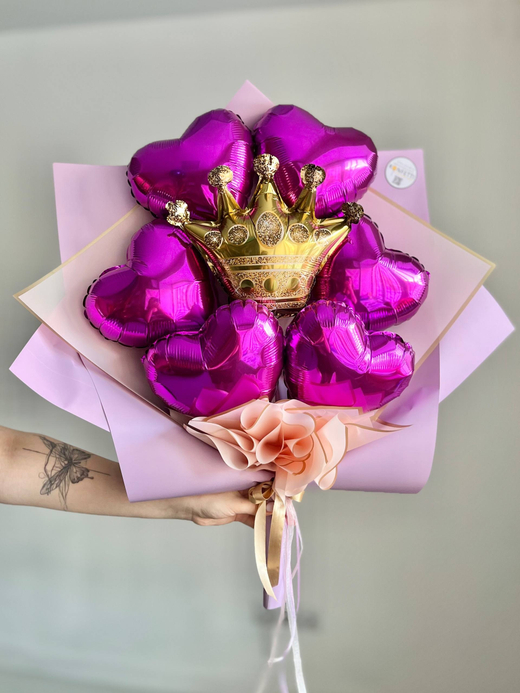 Букет из сердец фуксия №3936