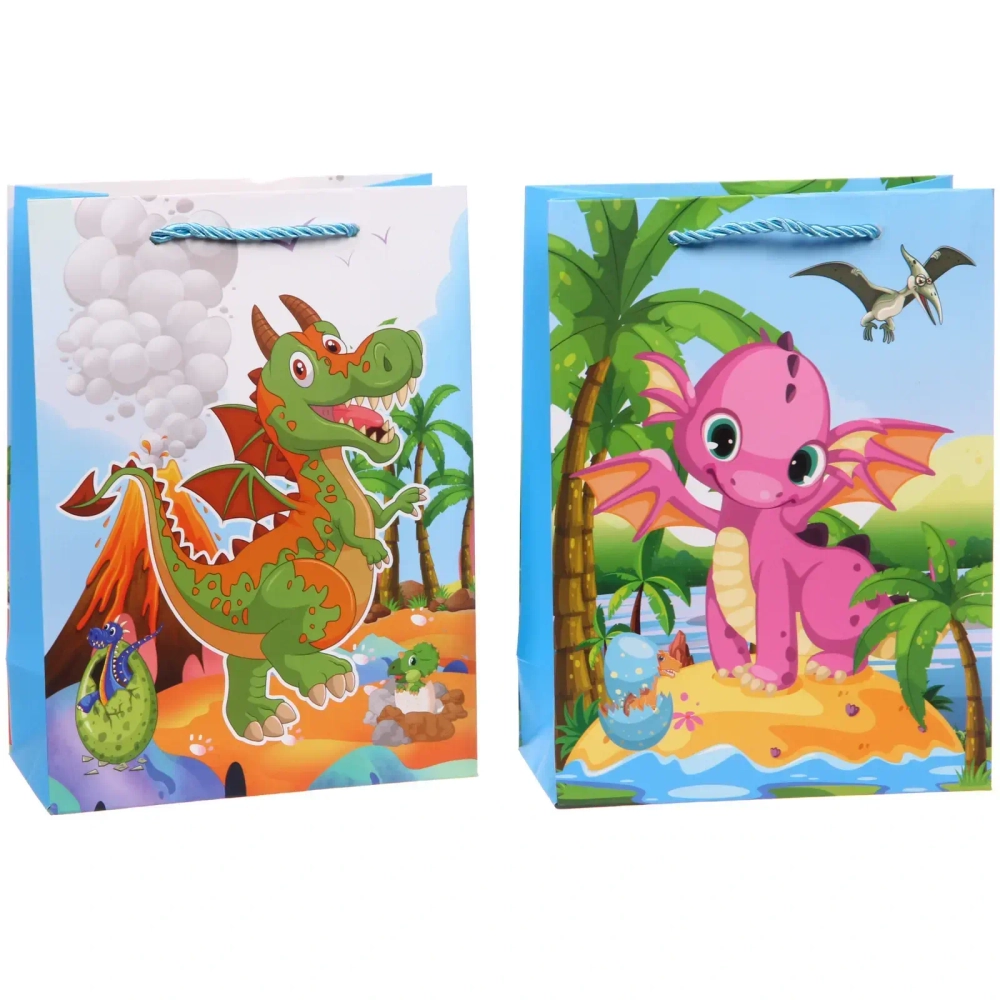 Пакет подарочный «Динозаврик» 18*24*8,5 см, микс