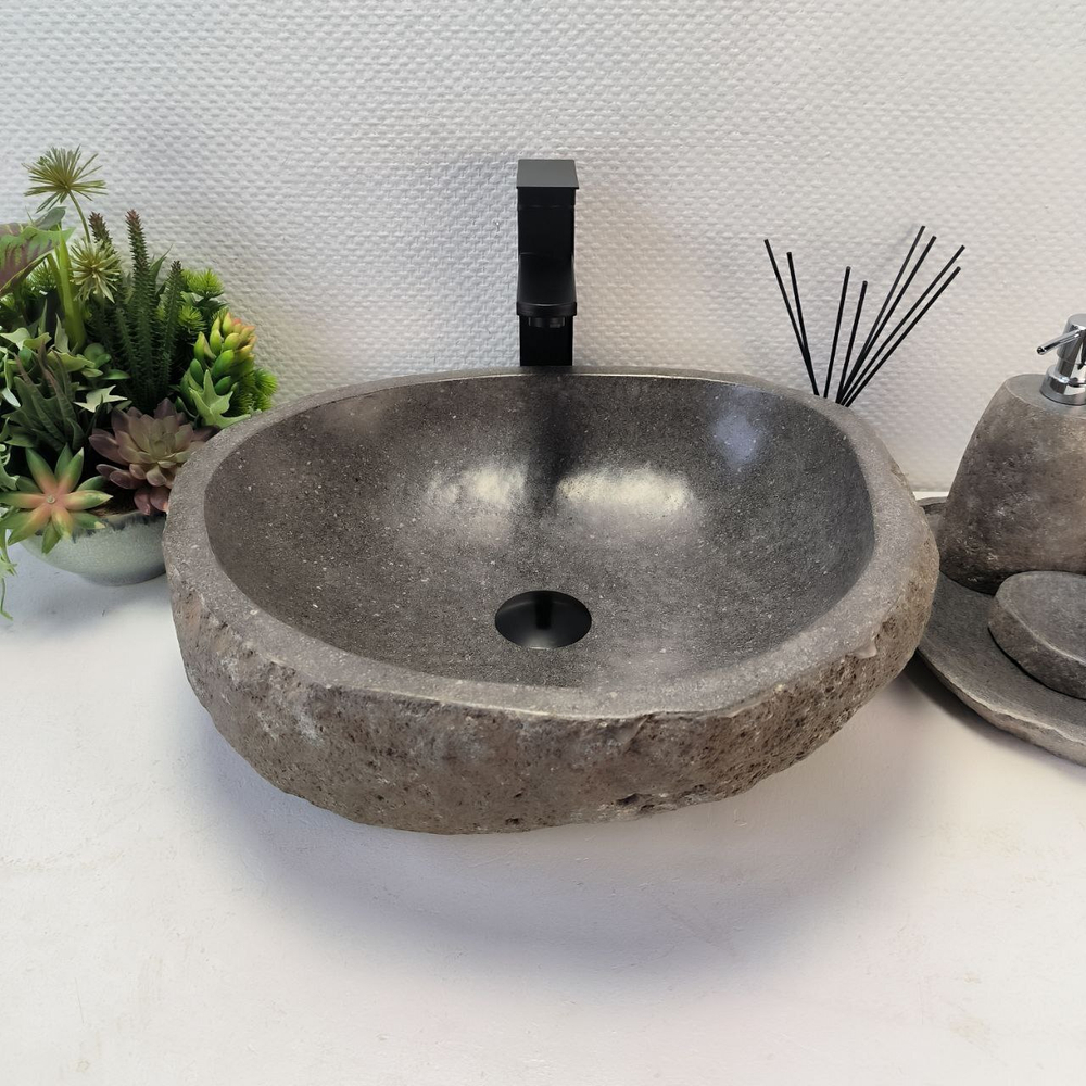 Раковина из речного камня RS-64140 (48*43*16) 0123