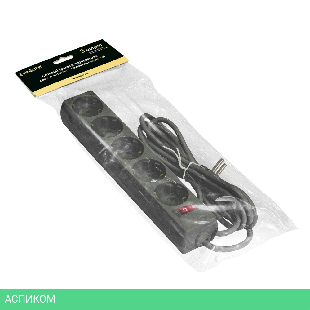 Сетевой фильтр ExeGate SP-5-5B черный